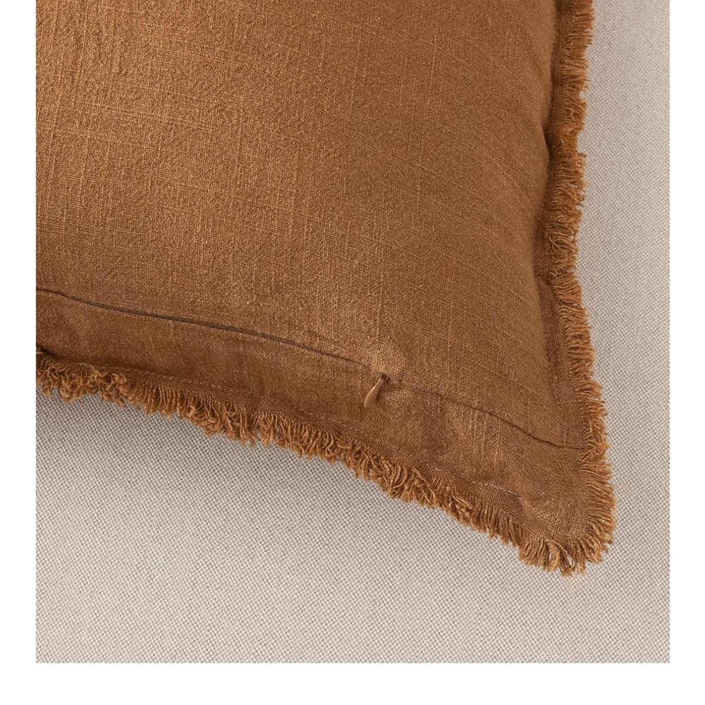 2 ATLINIA Linen Fringed Throw Pillow Covers 20'' x 20'' - Picture 2 of 2